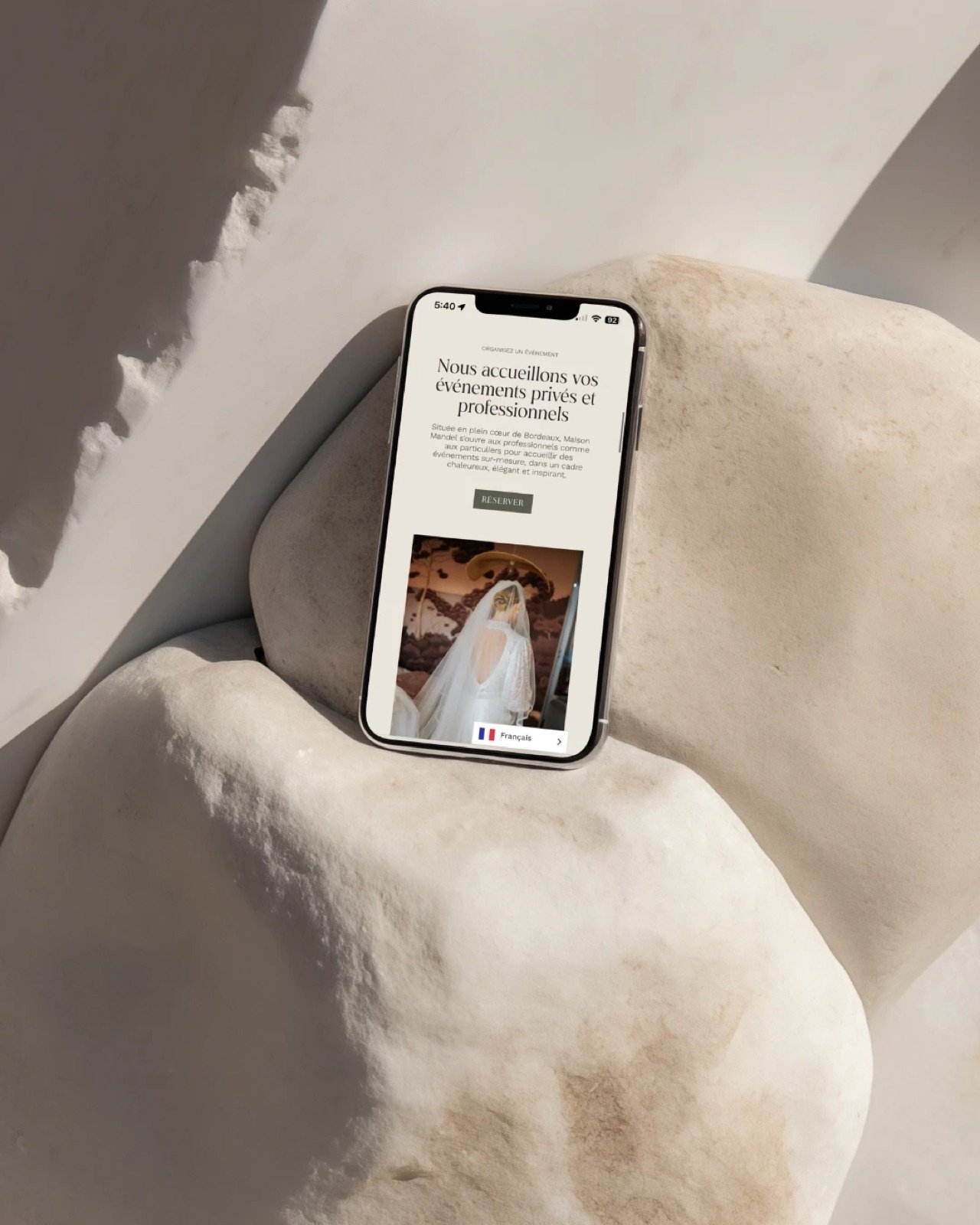 Page événements de Maison Mandel sur téléphone
